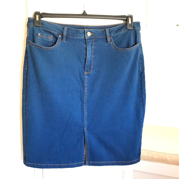 JONES NEW YORK Denim Skirt Lexington Stretch Blue Jean Women’s Plus Size 16 - Picture 1 of 16
